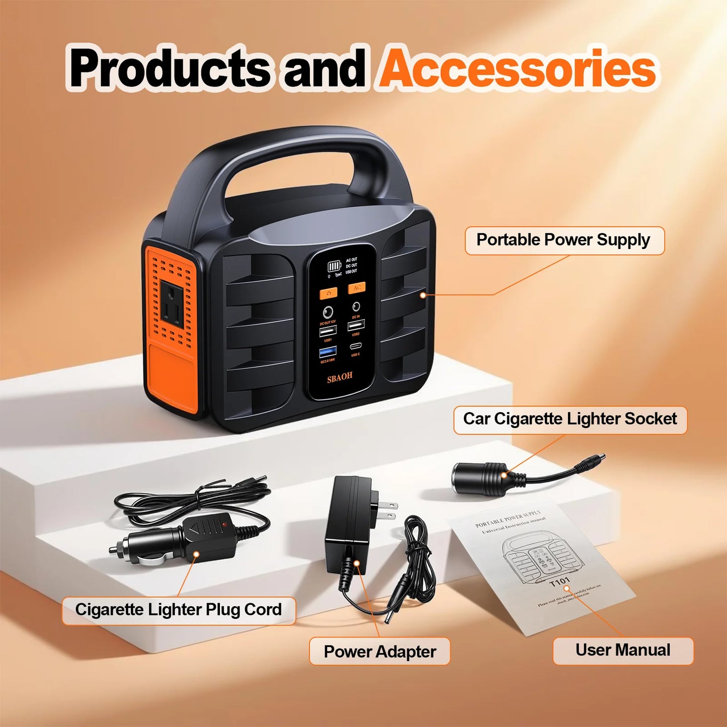 SBAOH Portable Power Station 155Wh Generator With USB C PD