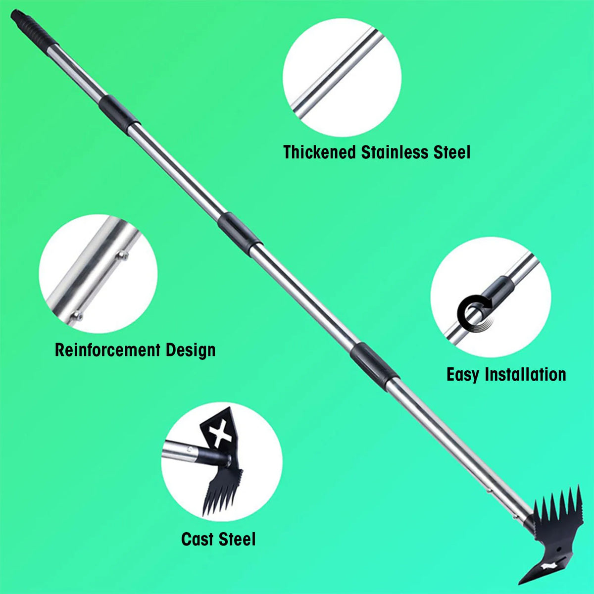 5Pcs Weed Puller Tool w Long Handle 60in Manual Weeder Remover Tool 2in1 Hand Weed Rake Garden Hoe Uprooting Weeding Pull