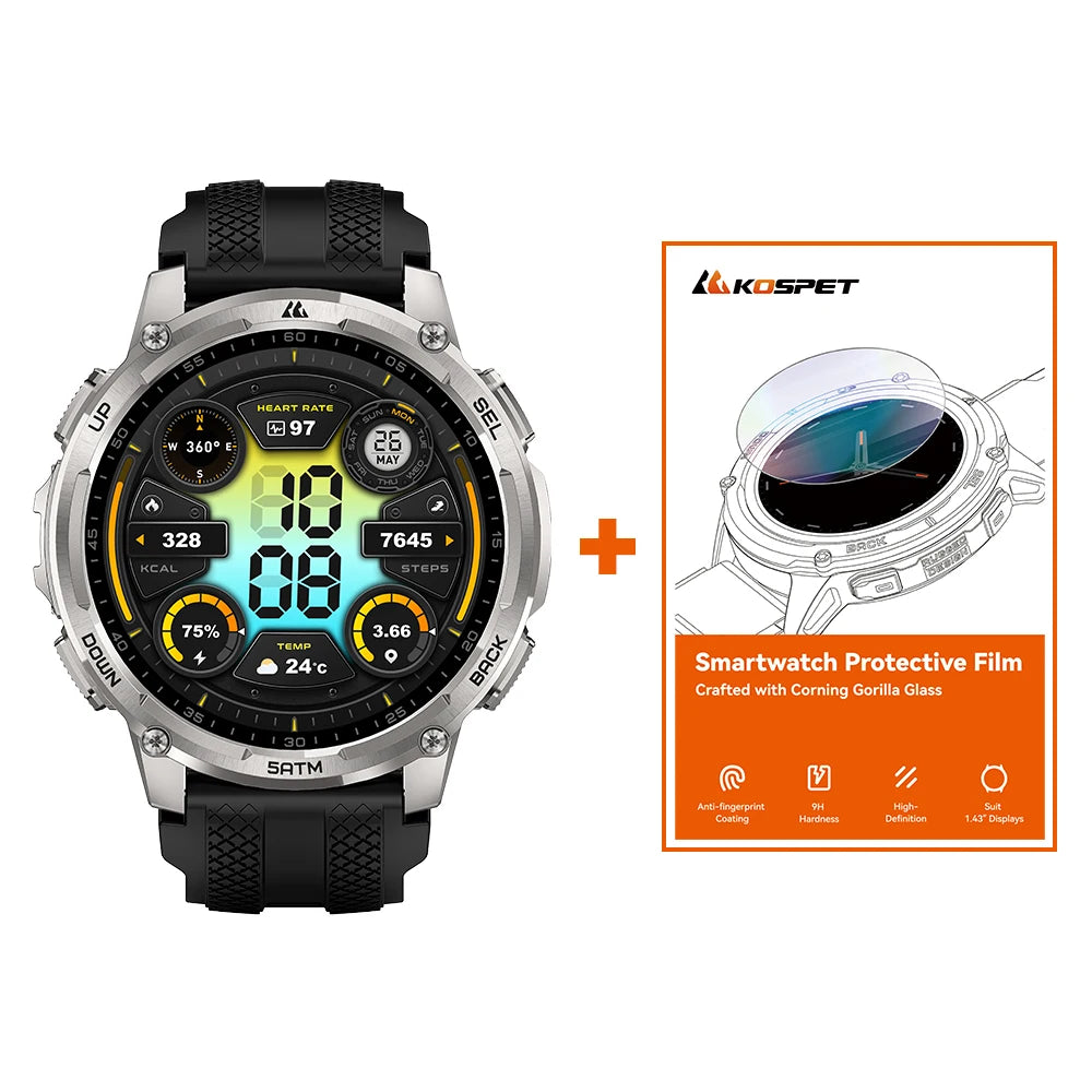 Kospe Tank T4C Smartwatch Rugged Outdoor GPS Health Tracker