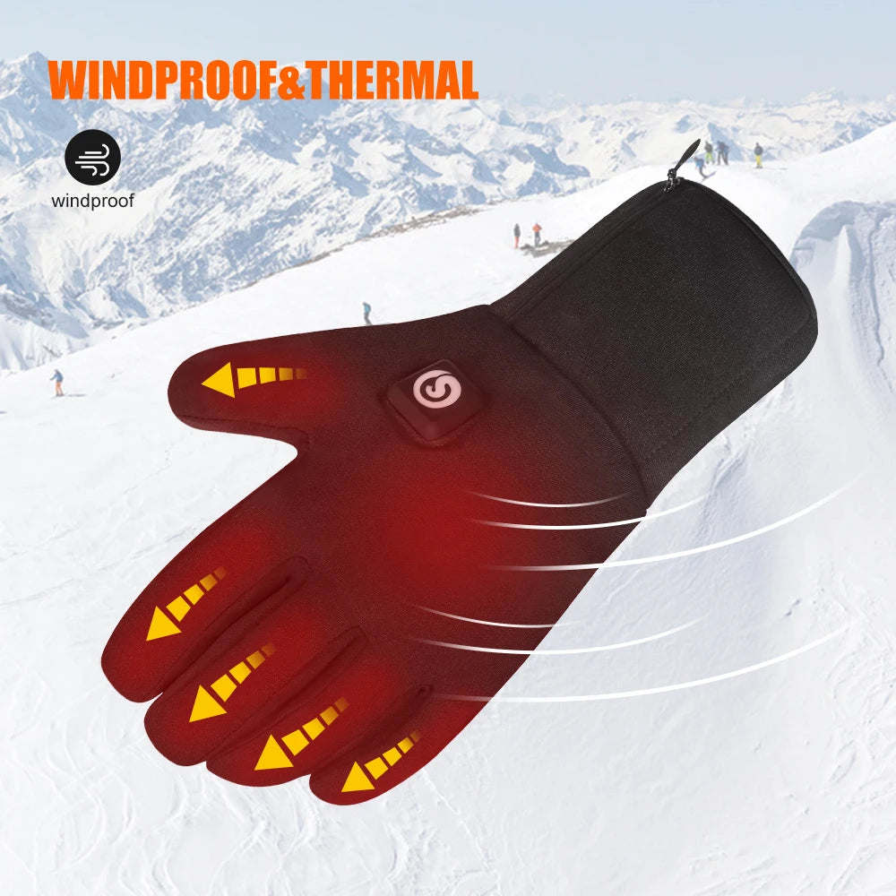 Snow Deer Winter Heated 2200 MAH Gloves Motorcycle Snowmobile Windproof Recycle Battery Touch Screen Skiing Warmer Cover Fingers