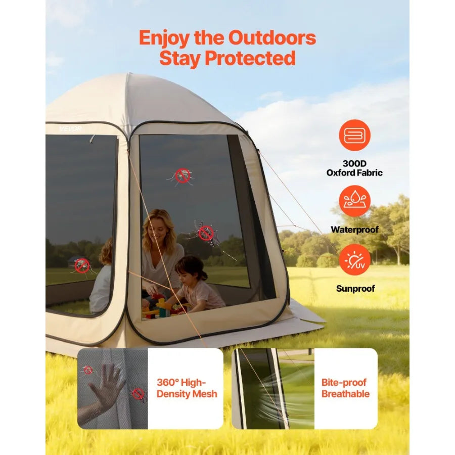 Screen House Pop Up Tent With Netting Sides Stakes