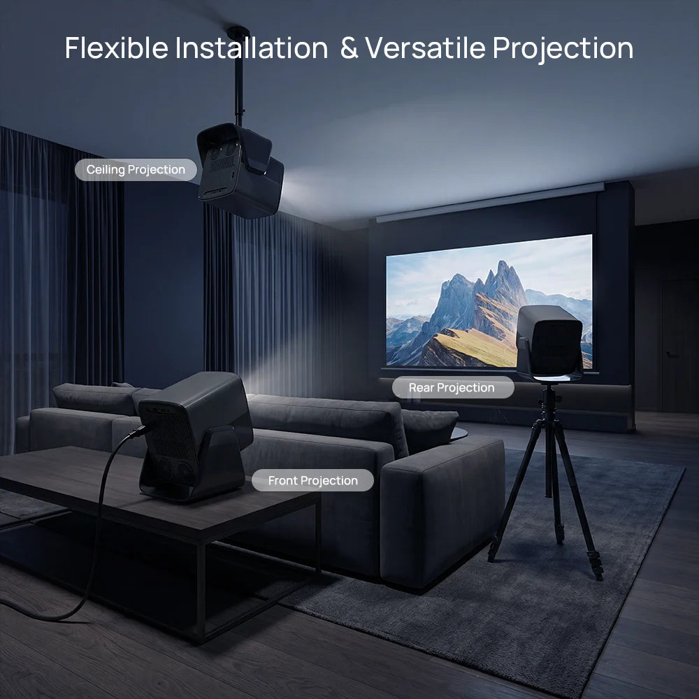 LYNCAST X5AR Short Throw Mini Projector 1080P 8K Decoding, Android 14 5G WiFi 6 Dual Speakers Bluetooth 5.4 for Home Theater