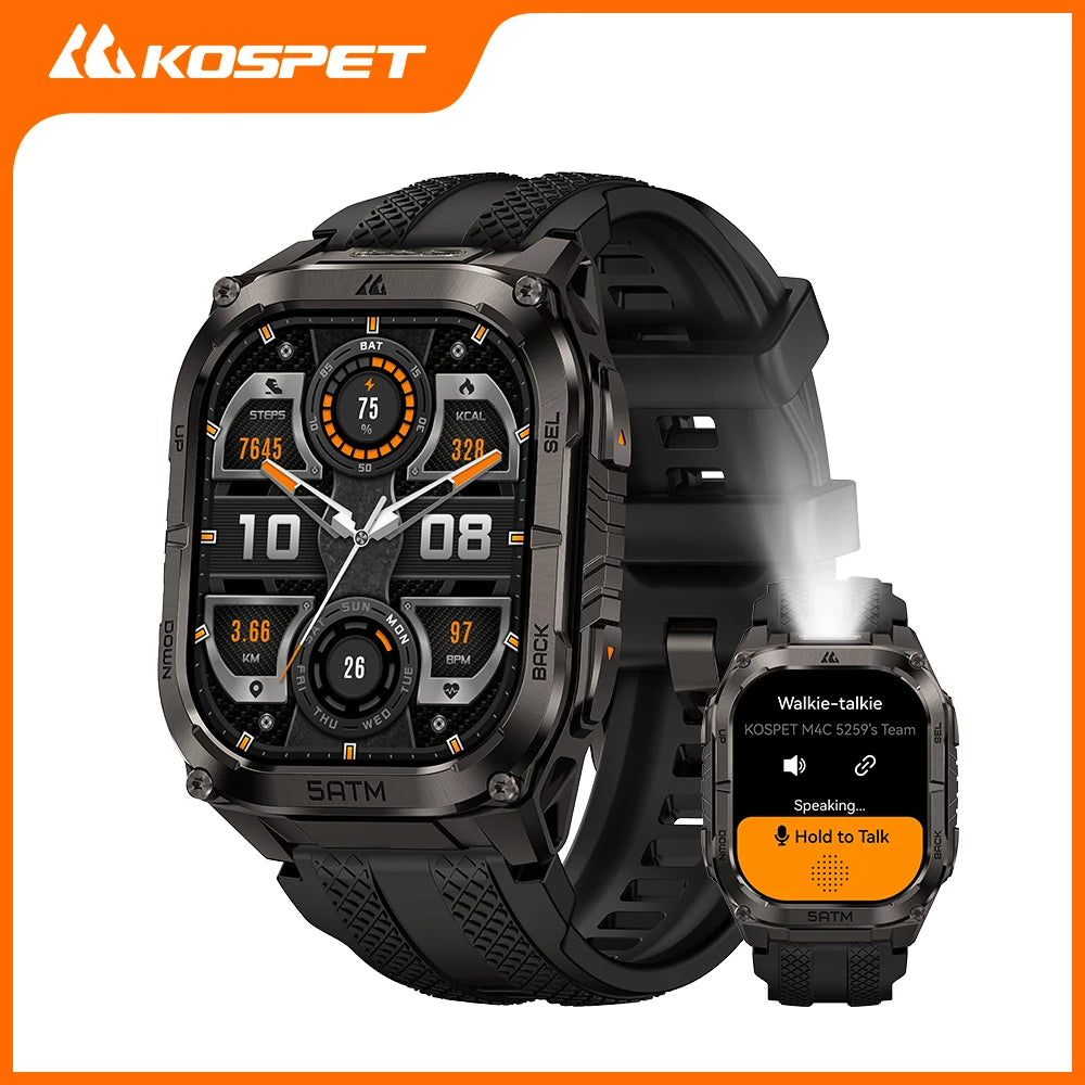 KOSPET Tank M4C Rugged Military GPS Smartwatch With Flashlight