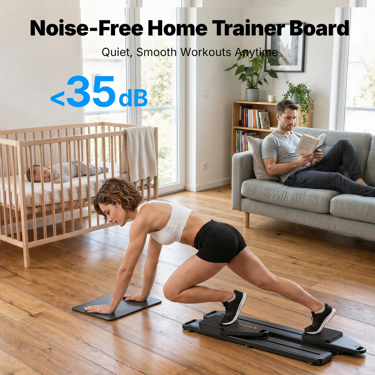 MERACH Pilates Reformer – Multifunctional Pilate Board with 120 kg Foldable, Mini Pilate Reformer for Abs, Arms and Legs, Pilates Table at Home Silence Desmontable, para Abdominales y Cuerpo Completo, Portátil para Entrena