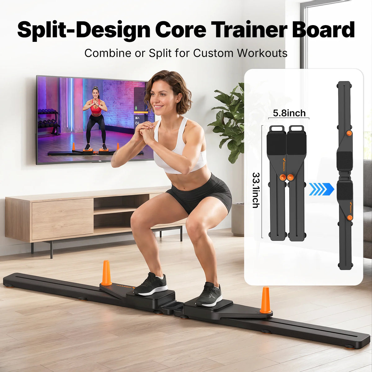 MERACH Pilates Reformer – Multifunctional Pilate Board with 120 kg Foldable, Mini Pilate Reformer for Abs, Arms and Legs, Pilates Table at Home Silence Desmontable, para Abdominales y Cuerpo Completo, Portátil para Entrena