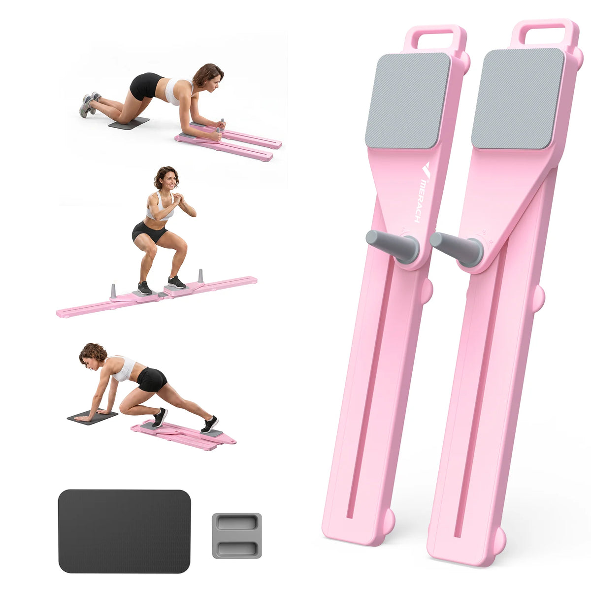 MERACH Pilates Reformer – Multifunctional Pilate Board with 120 kg Foldable, Mini Pilate Reformer for Abs, Arms and Legs, Pilates Table at Home Silence Desmontable, para Abdominales y Cuerpo Completo, Portátil para Entrena