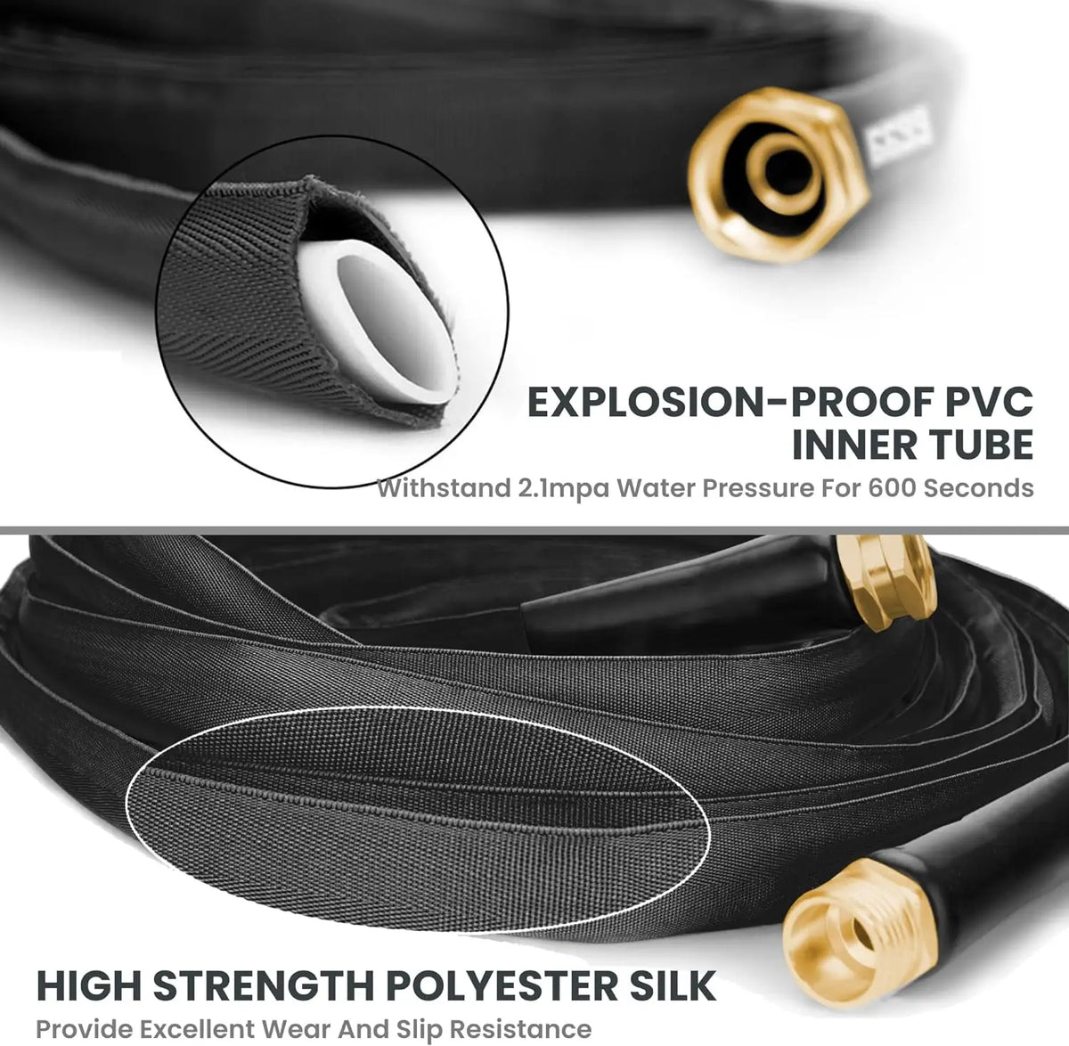 Giraffe Tools Garden Hose Lightweight Lay Flat Water Pipe Kink Free Flexible Hose with 9 Spray Function Nozzle(Black)