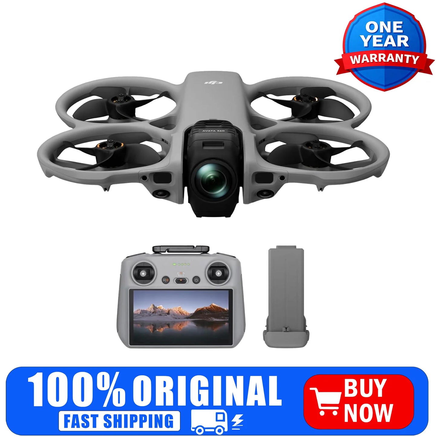 DJI Avata 360 (RC 2), 360° Drone With 1-Inch 8K 360° Imaging for FPV & Aerial Filming, 360° Camera Drone With Propeller Guard. Includes RC 2 With a Built-In Screen for Precise Control