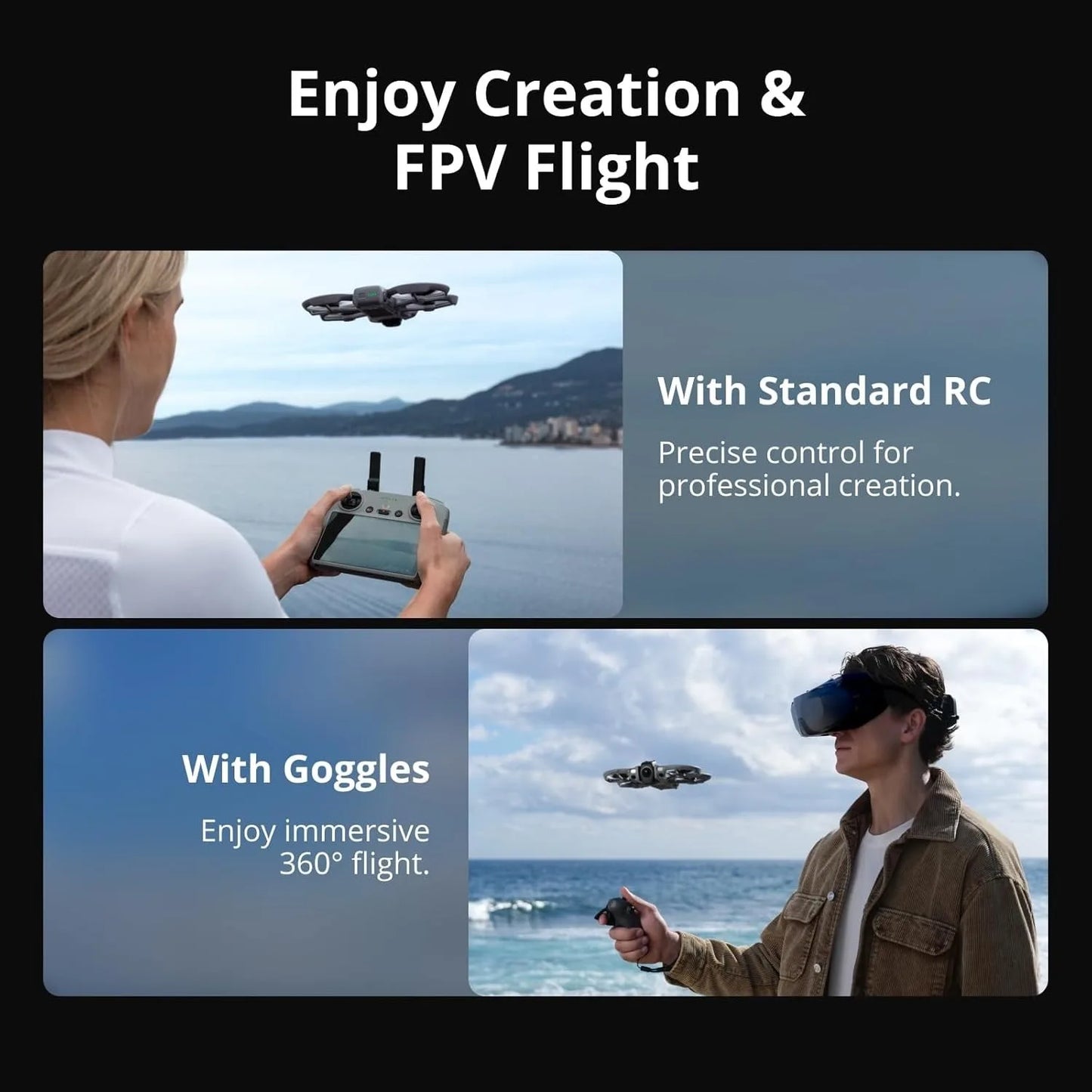 DJI Avata 360 (RC 2), 360° Drone With 1-Inch 8K 360° Imaging for FPV & Aerial Filming, 360° Camera Drone With Propeller Guard. Includes RC 2 With a Built-In Screen for Precise Control