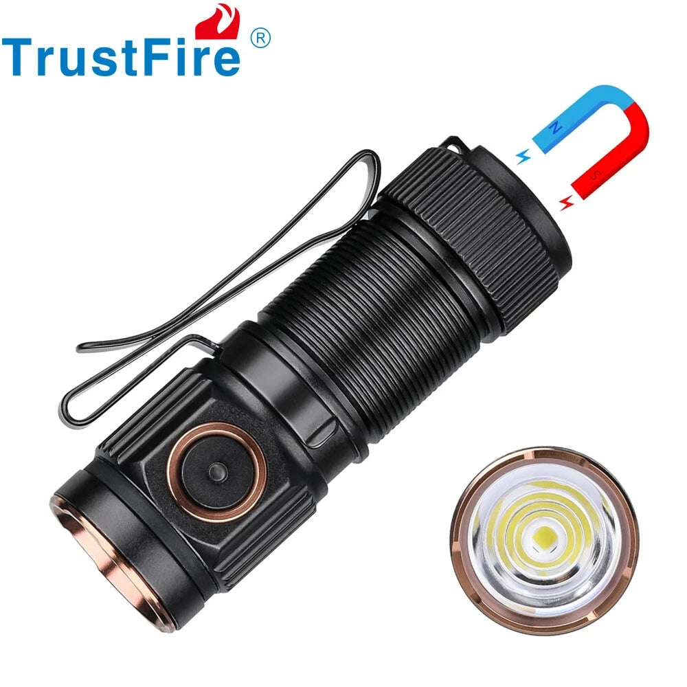 Trustfire MT10 1000 Lumens Mini Flashlight USB-C Charging Portable Rechargeable Lamp 16340 Torch with Magnet Fishing Accessories