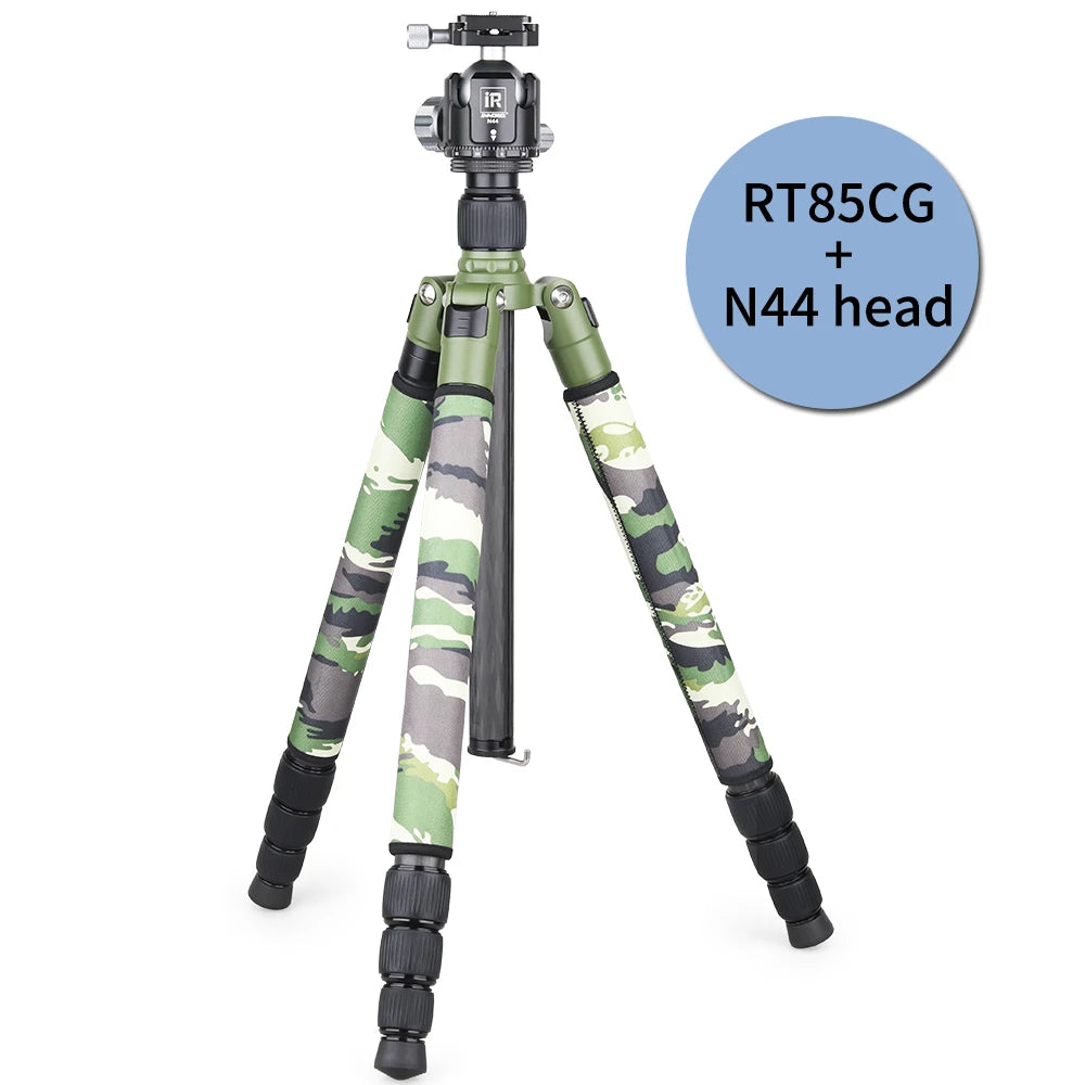 RT75/85CG Camouflage Carbon Fiber Tripod Monopod for DSLR Camera Professional Heavy Stand Support Add Panoramic Low Profile Head