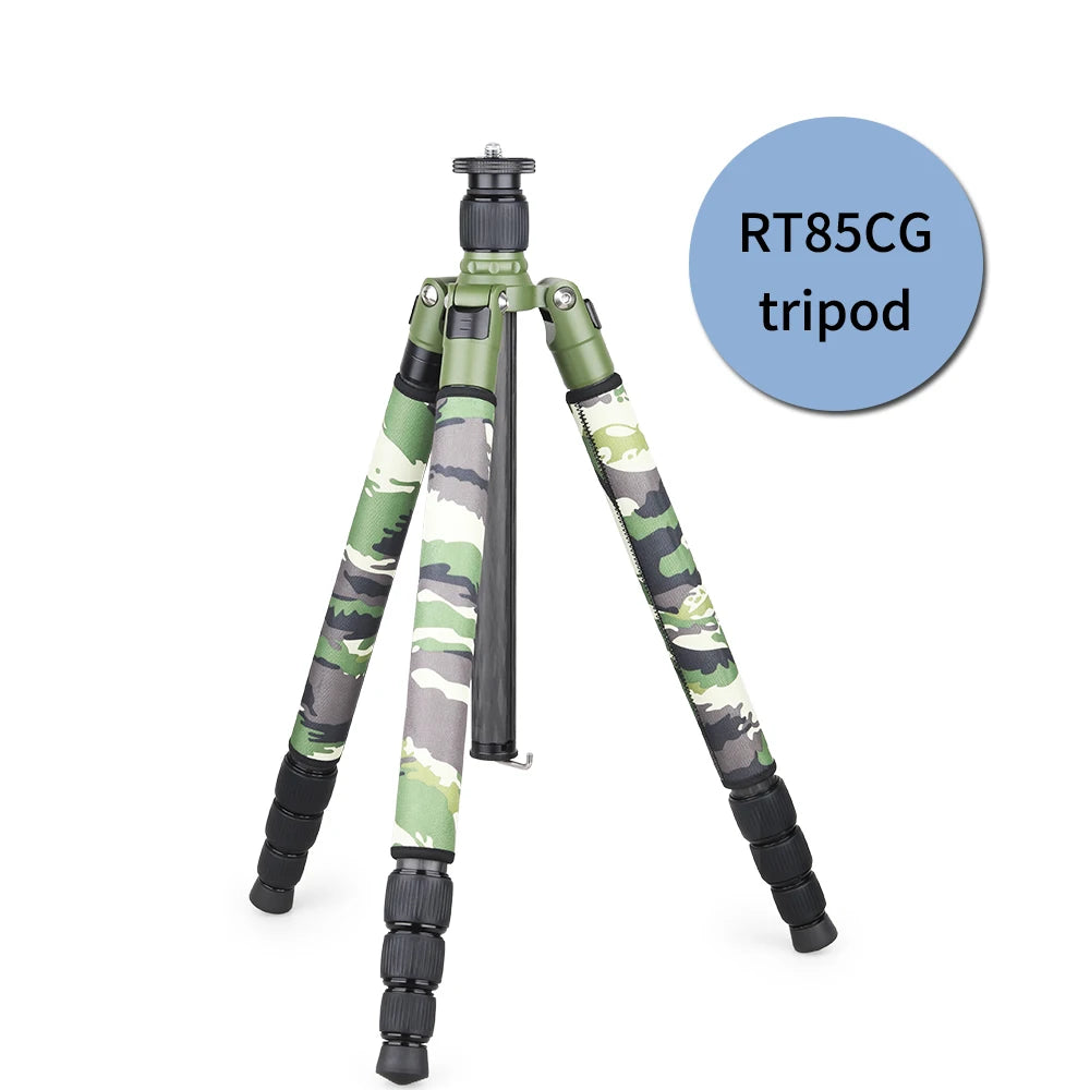 RT75/85CG Camouflage Carbon Fiber Tripod Monopod for DSLR Camera Professional Heavy Stand Support Add Panoramic Low Profile Head