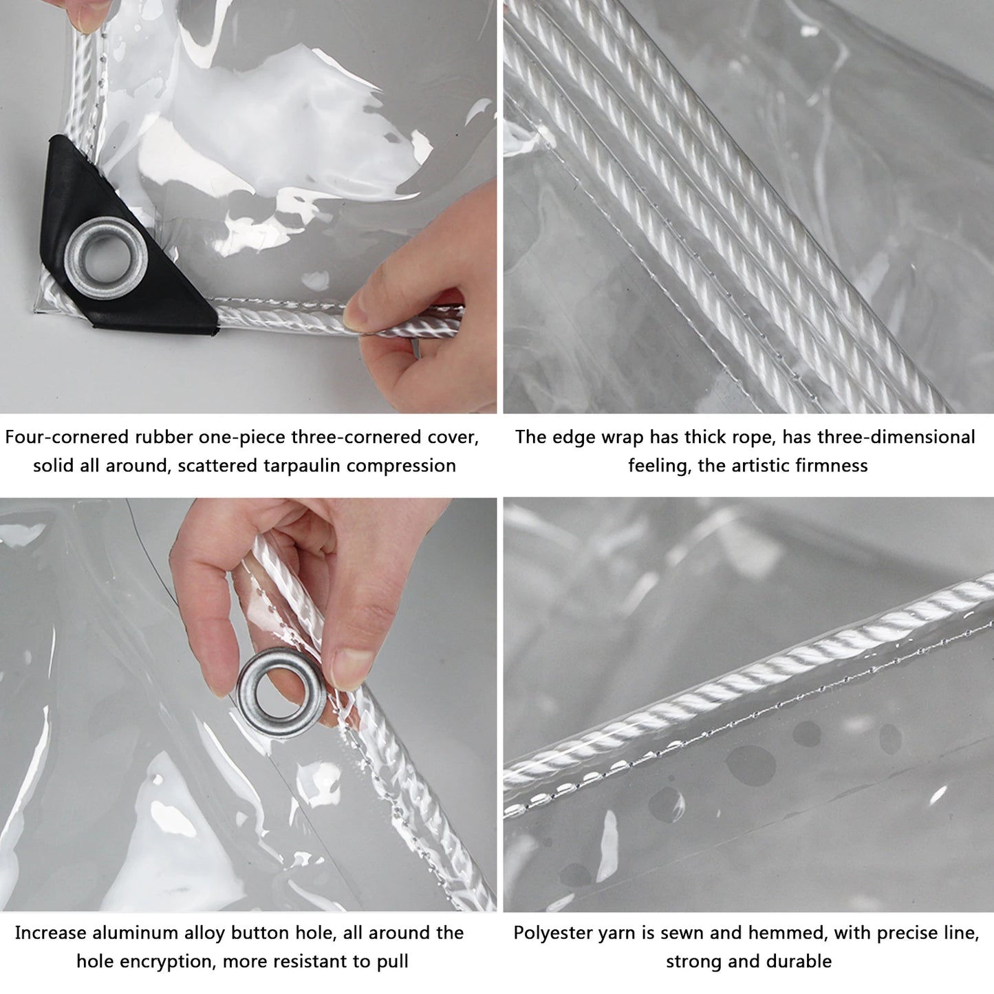 Clear PVC Tarpaulin Heavy Duty Waterproof Grommets Ropes
