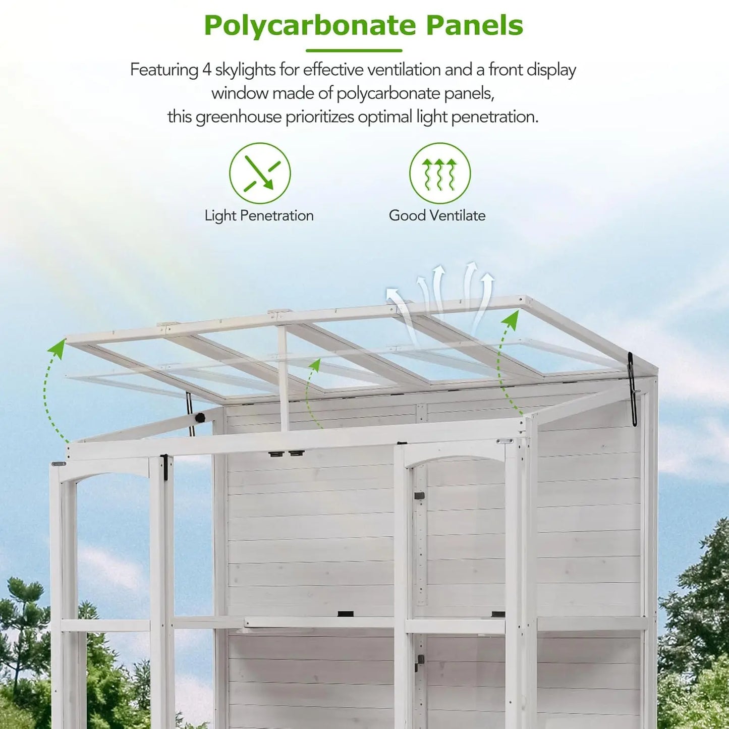 Wooden Cold Frame Greenhouse, 78-inch Wooden Cold Frame Greenhouse with 4 Independent Skylights and 2 Folding, Customized