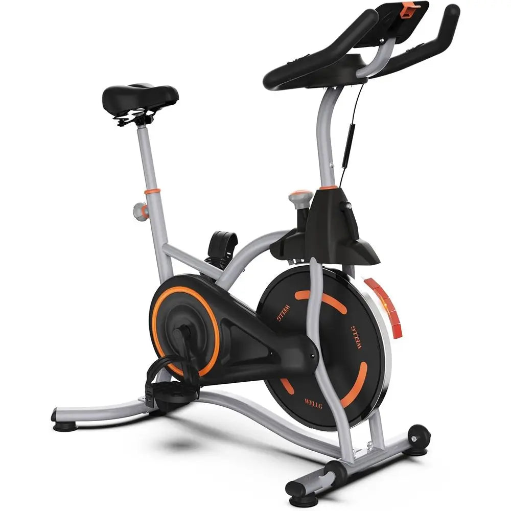 Indoor Cycling Stationary Exercise Bike Digital Display Heart Rate Sensor Phone Mount 265LB Home Cardio Workout Bike