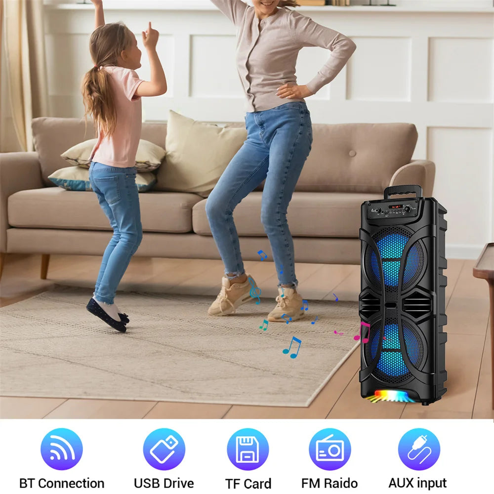 CURUK 6800W Portable Bluetooth Speaker With LED Lights Karaoke Outdoor