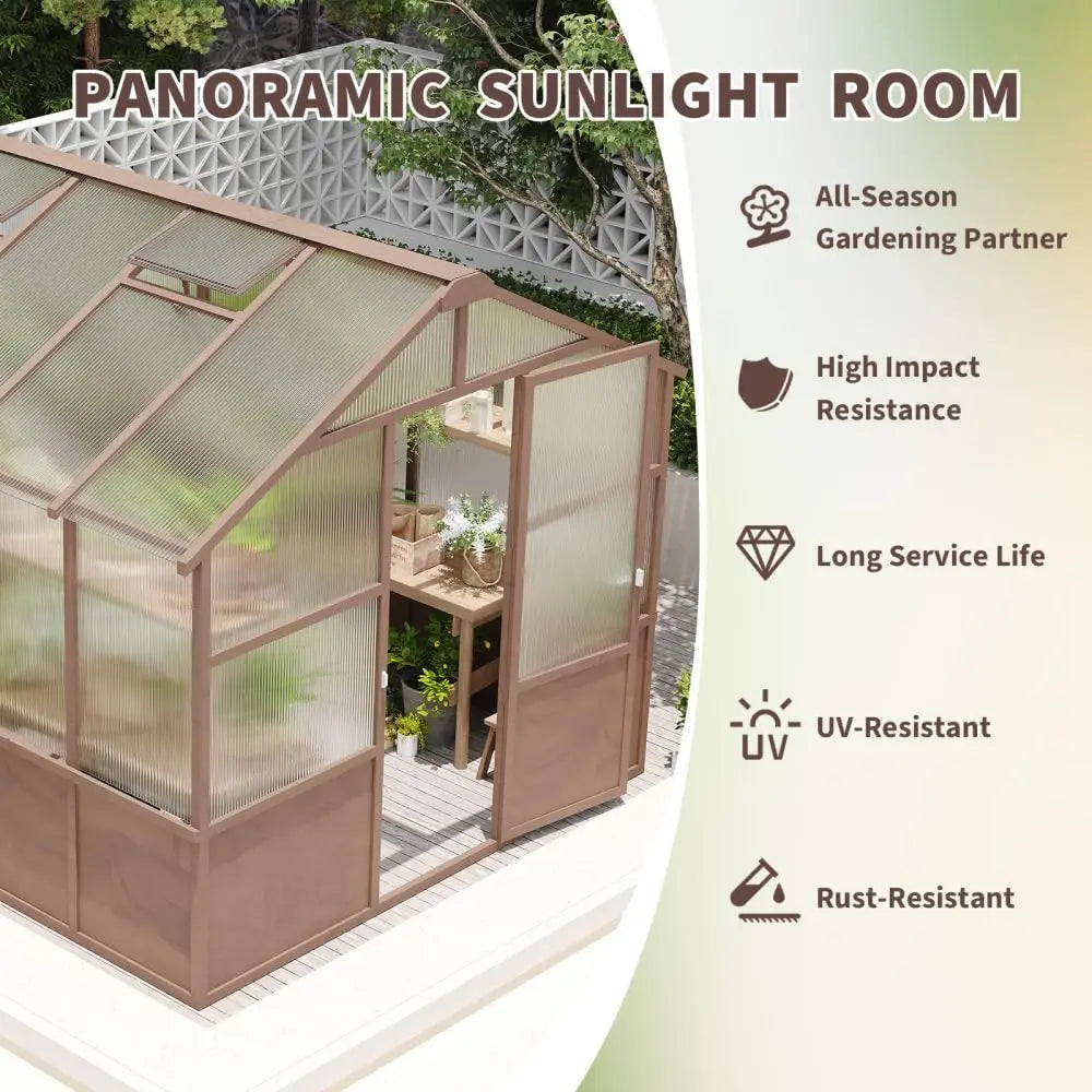 Walk-in Greenhouse Kit With Natural Cedar Frame And Polycarbonate Panels