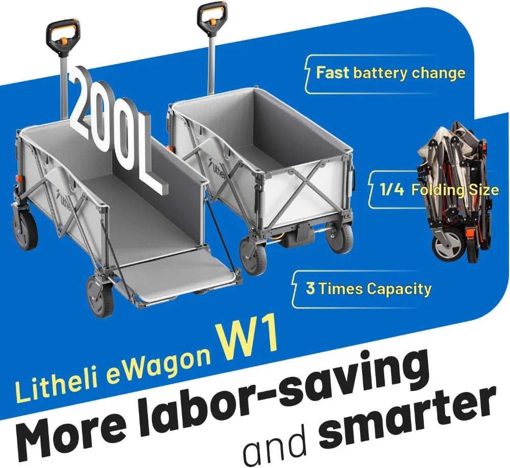 Electric Wagon Cart With All Terrain Wheels 200L Capacity