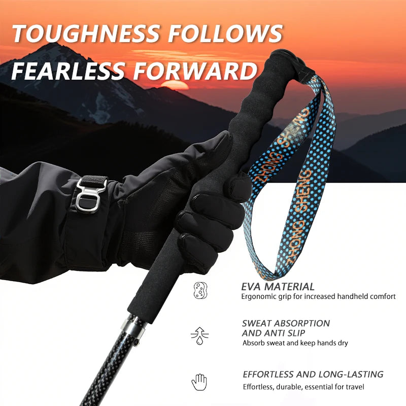 OKHEALING Carbon Fiber Hiking Sticks 2 Pack Telescopic Trekking Poles