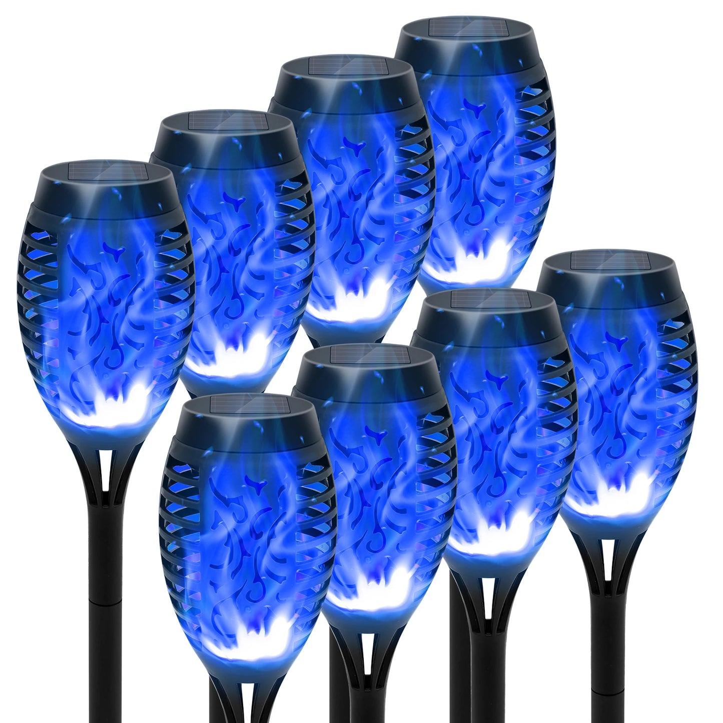 8 Pack Solar Torch Lights Outdoor Flickering Flame Garden Decor