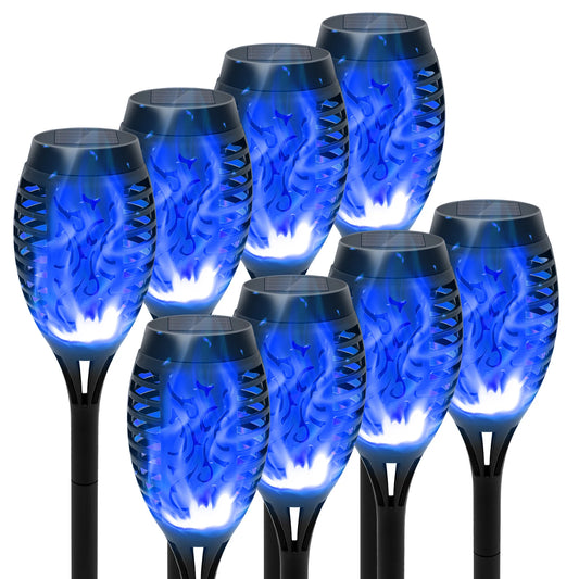 8 Pack Solar Torch Lights Outdoor Flickering Flame Garden Decor