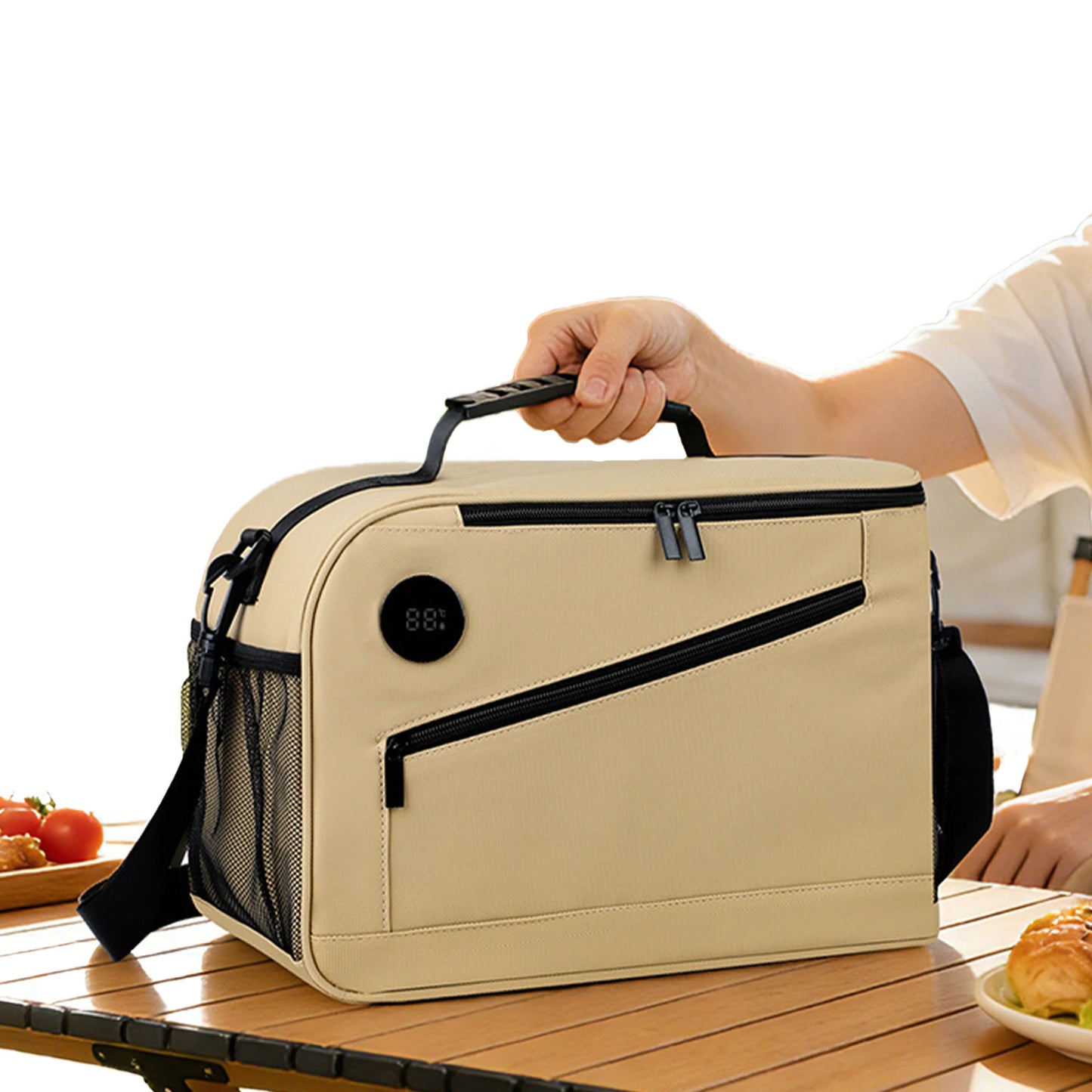 ALIILEE Cooler Bag With Temperature Display Insulated Lunch Tote