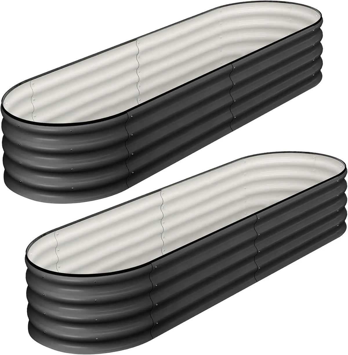 Tacleekii 4.5X2X1.5FT Oval Raised Garden Bed, Large Planter Box for Outdoor Gardening 2 Pack Raised Bed for Gardening Outdoor, Galvanized Steel Garden Bed Kit for Vegetable, Backyard Growing