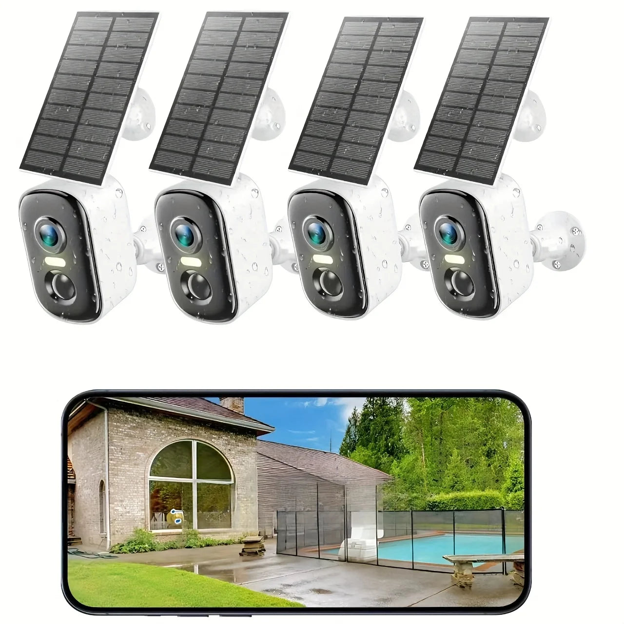 2K Solar Camera Outdoor Wireless, WiFi Cameras, 5200mAh Battery, Spotlight Color Night Vision, AI Motion Detection, Siren Al