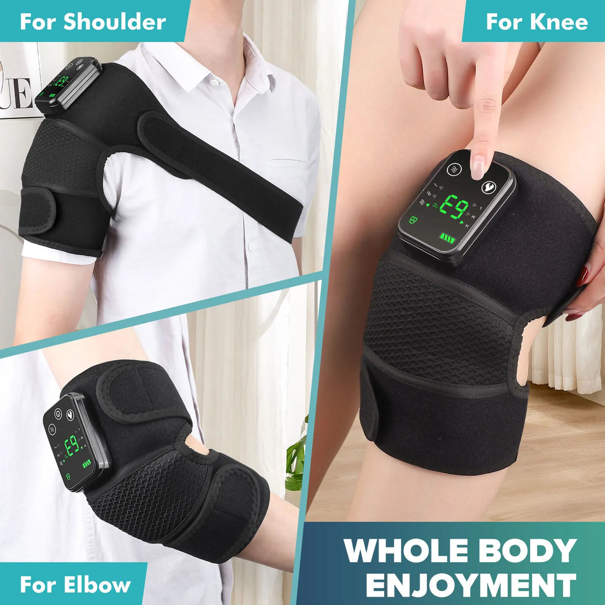 3-in-1 Electric Heated Vibration Massage Knee Pad for Shoulder Elbow Joint Muscle Relax Cordless Thermal Knee Brace Massager