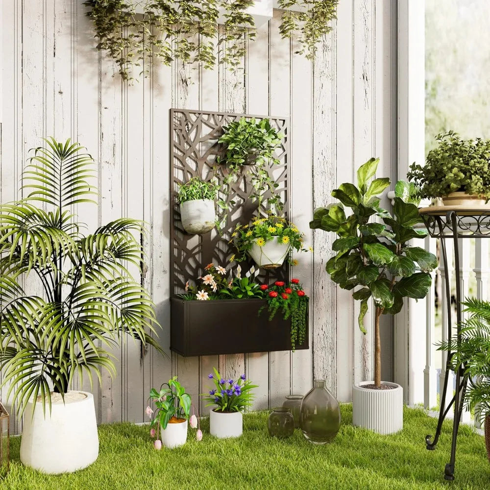 Metal Raised Garden Bed With Trellis Freestanding Or Wall Mounted
