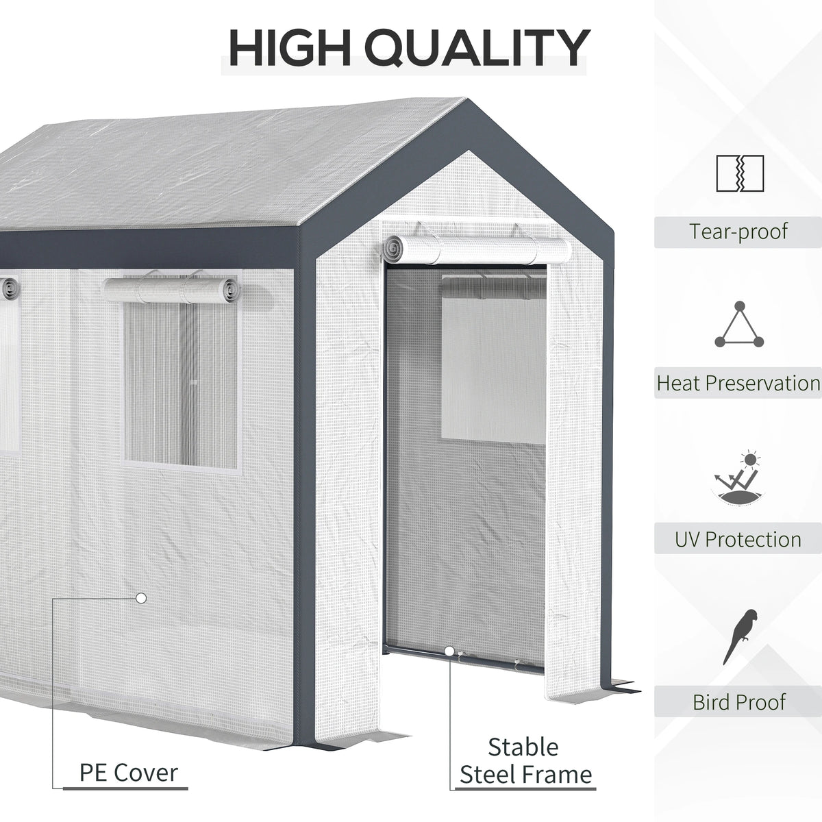 Outsunny Walk In Garden Greenhouse With Heavy Duty Steel Frame