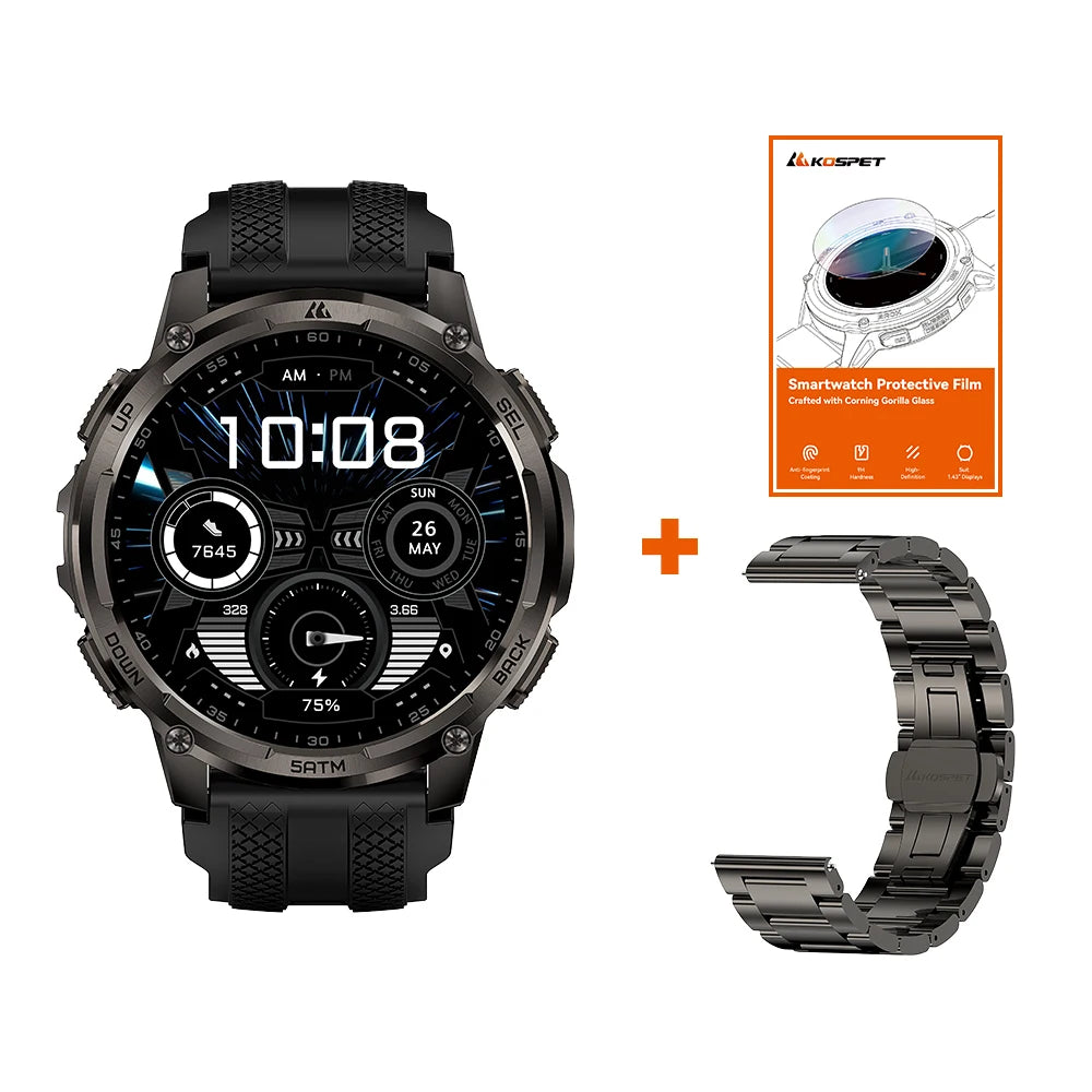 Kospe Tank T4C Smartwatch Rugged Outdoor GPS Health Tracker