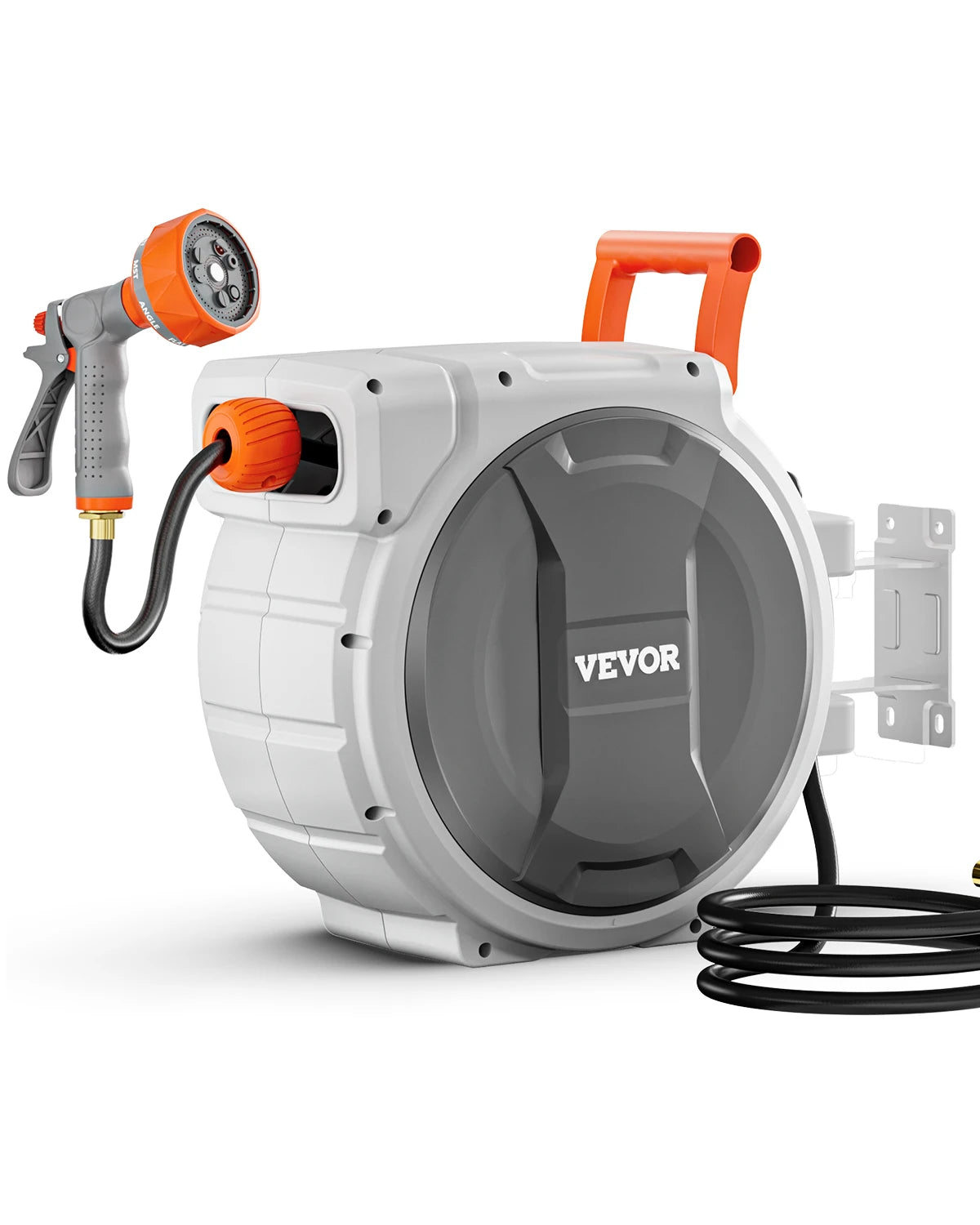 VEVOR Retractable Garden Hose Reel 5/8 Inch x 100 ft Wall Mounted Hose Reel Heavy Duty Garden Hose Reel with 9 Patterns Nozzle