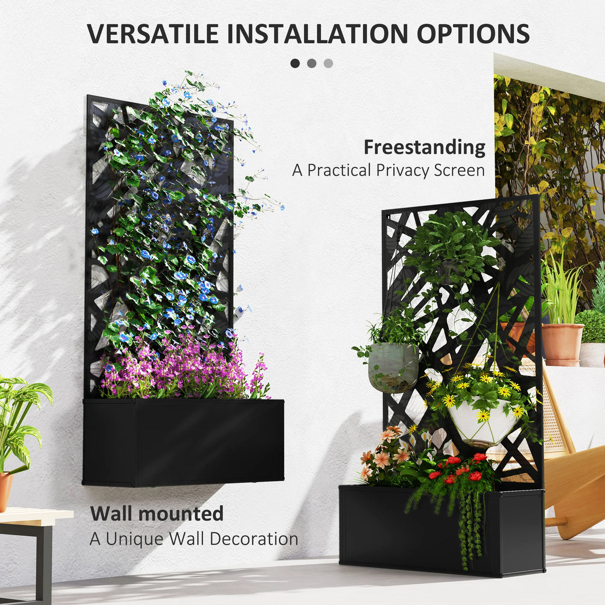 Garden Box with Privacy Panel, Outdoor Planter Box for Garden