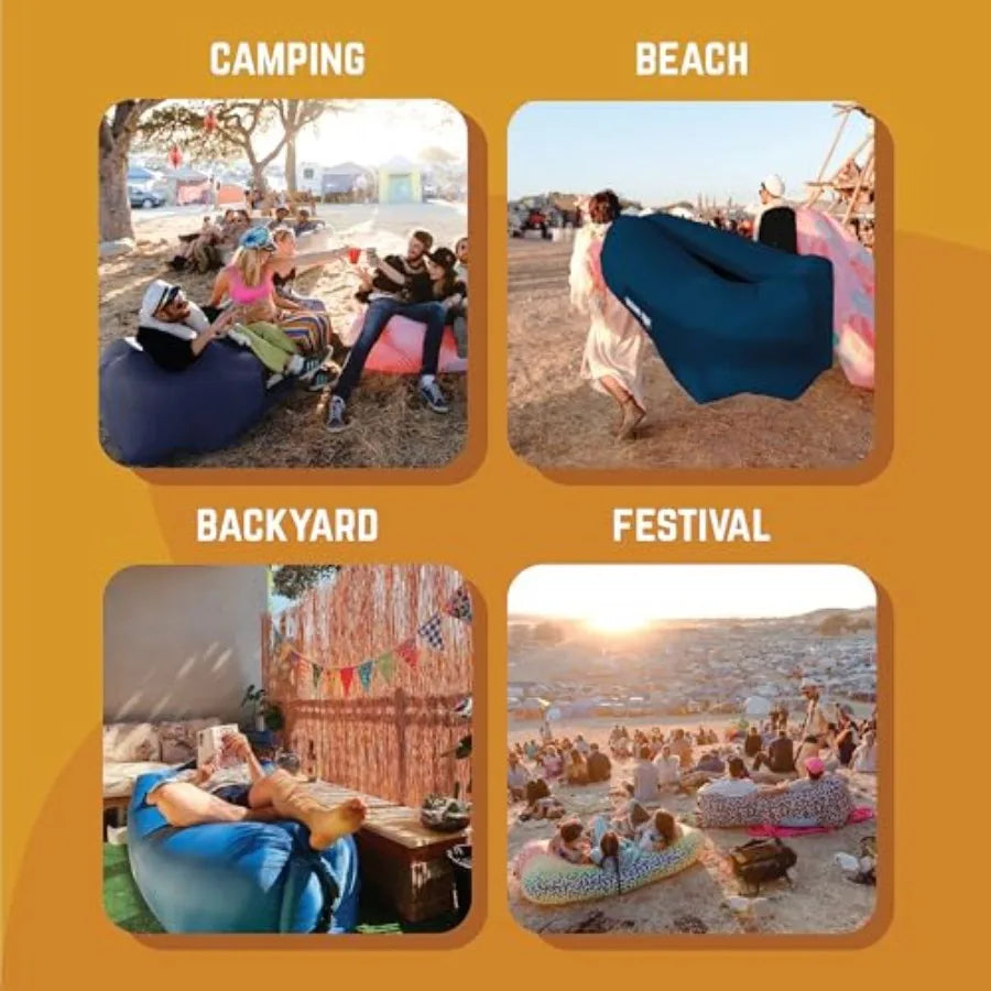 Inflatable Lounger Couch Portable No Pump Setup Ripstop Design