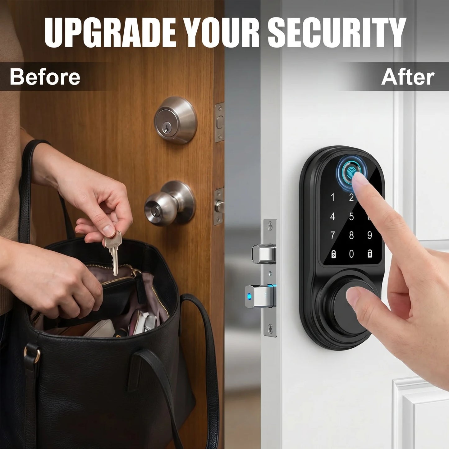 Bluetooth Smart Deadbolt Lock Keyless Entry Fingerprint Touch Keypad