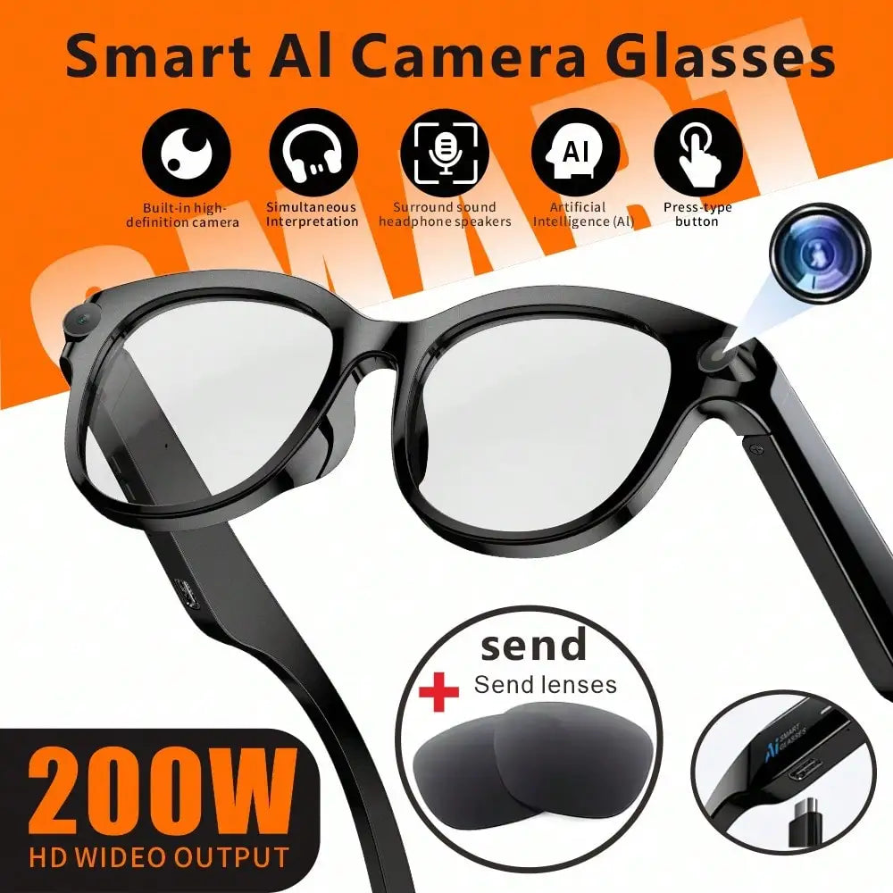 SENBONO AI Smart Sunglasses With 2MP Camera Music Translator