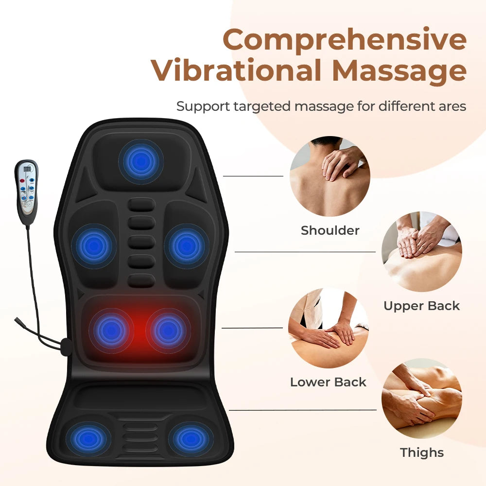 HIMOUTA Back And Shoulder Massager With Heat Deep Tissue Vibration Chair Pad