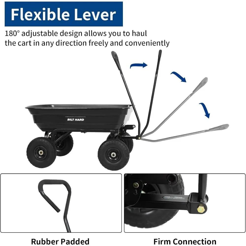 BILT HARD Yard Dump Cart No Flat Tires 600lb Capacity