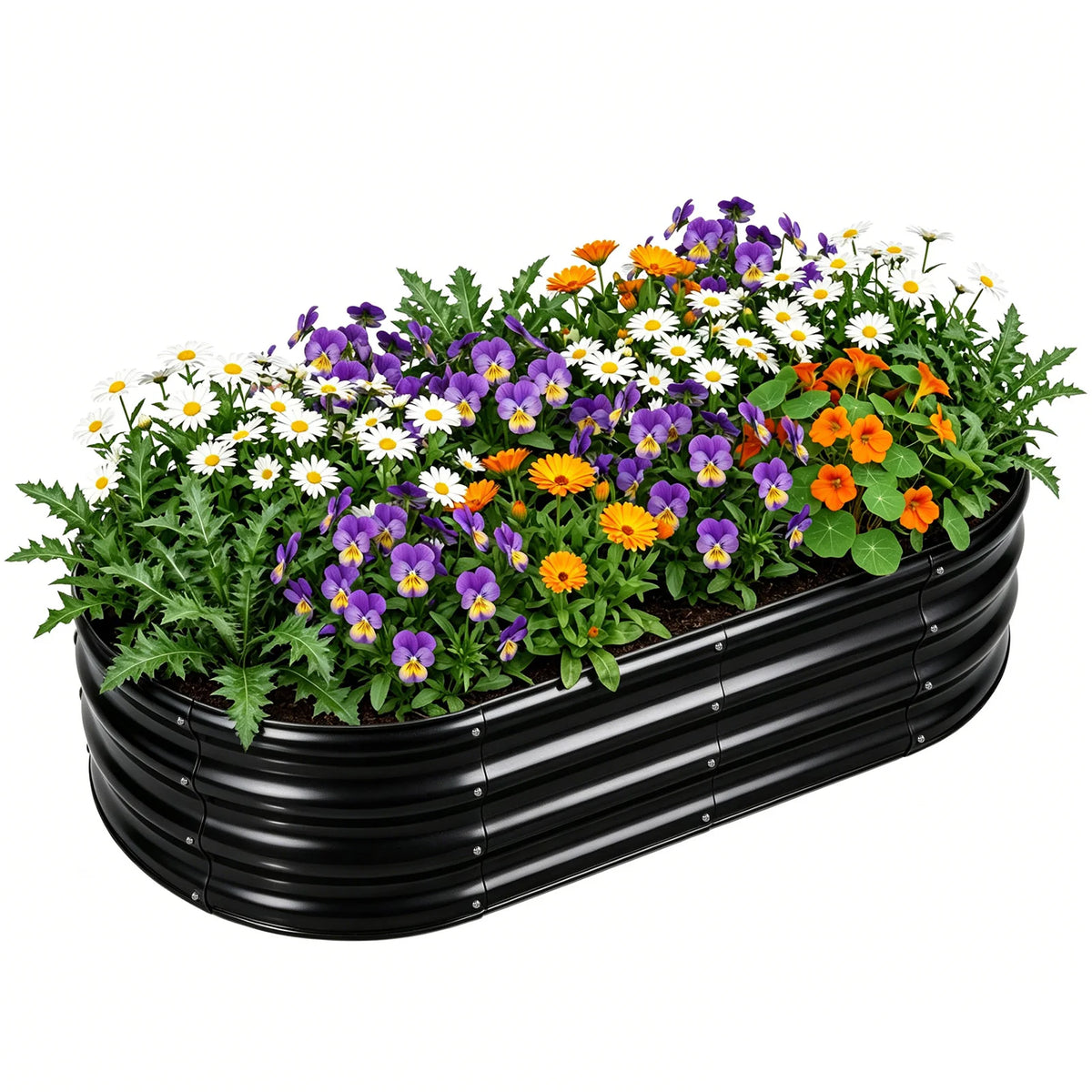 Galvanized Raised Garden Bed Outdoor, Large Raised Bed for Gardening 4×2×1FT Metal Planter Box for Vegetables, Fruits, Flowers, Easy Assembly with Wing Nuts & Safe Rolled Design, Silver/Light Green/ Black/Creamy