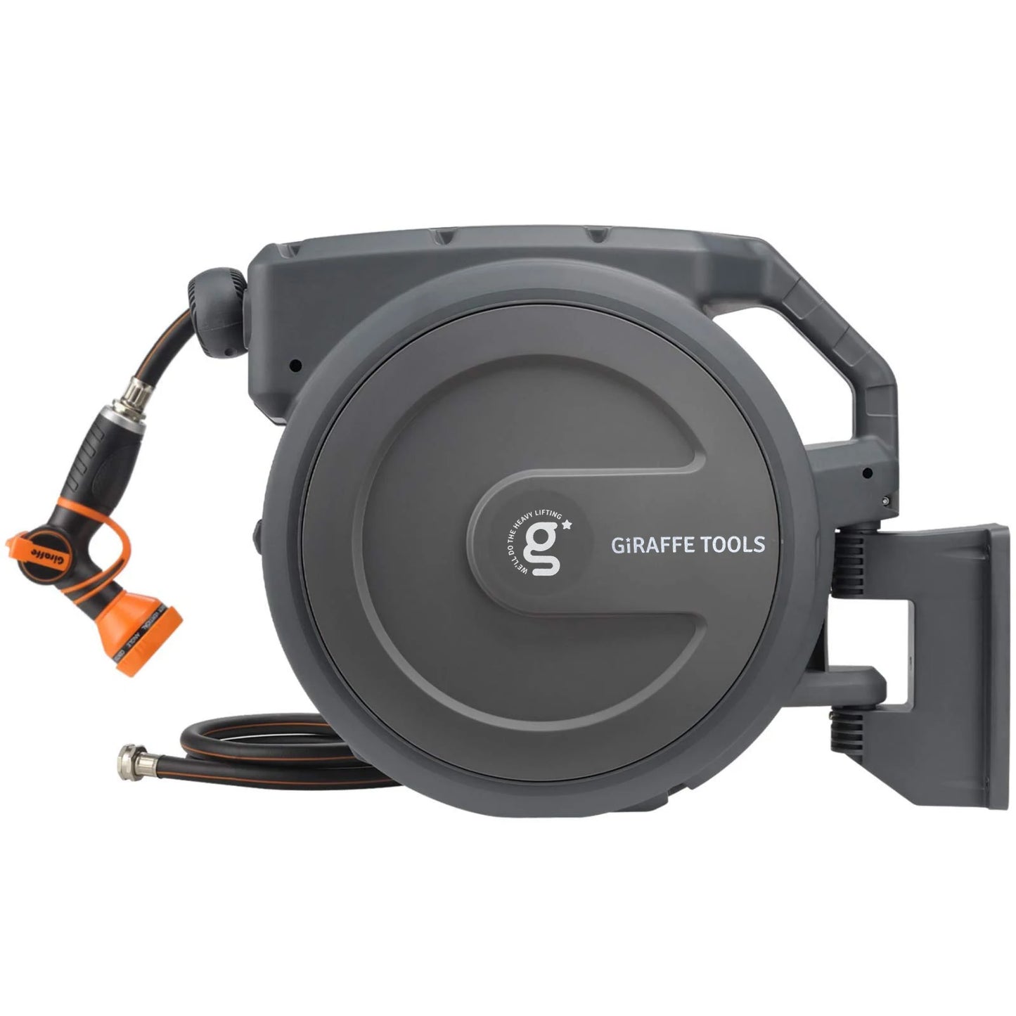 Giraffe Tools AW30 Wall Mounted 1/2" x 100 ft Garden Hose Reel, Retractable Water Hose Reel, Automatic Rewind & Lock at Any Length
