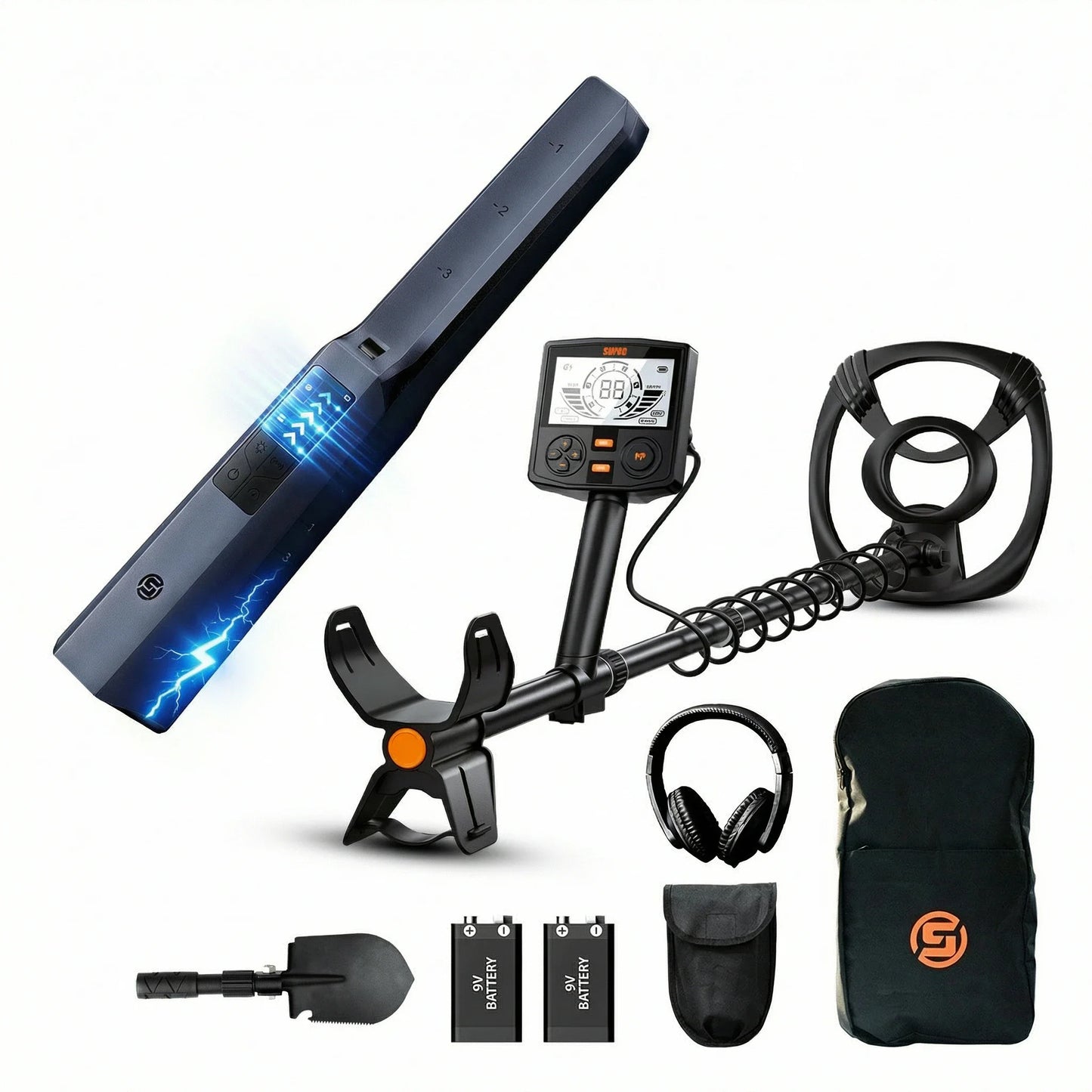 SUNPOW Professional Underground Metal Detector for Adults, 12" (30cm) Waterproof Coil High Precision, 5 Modes Dual Backlit LCD DSP, Adjustable 48-150cm for Gold Treasure Hunting