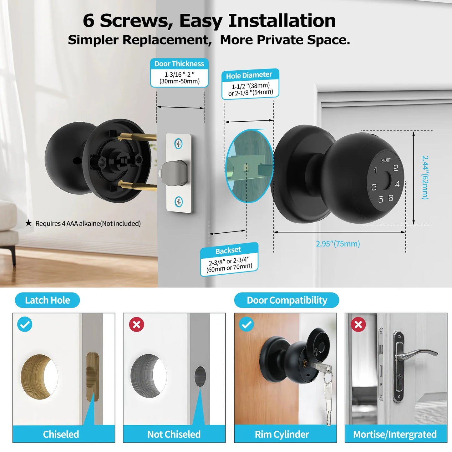 Viladepot Smart Lock Keyless Entry Lock With Biometric Fingerprint Bluetooth