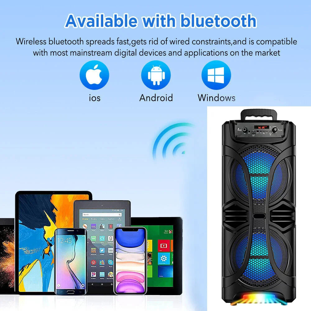 CURUK 6800W Portable Bluetooth Speaker With LED Lights Karaoke Outdoor