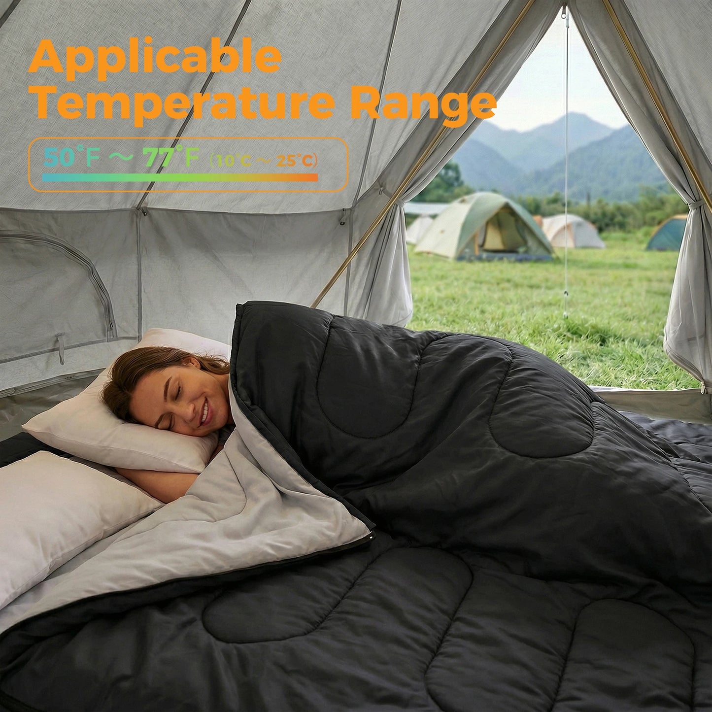 Lightweight Three Season Sleeping Bag With Pillow Portable For Hiking Fishing