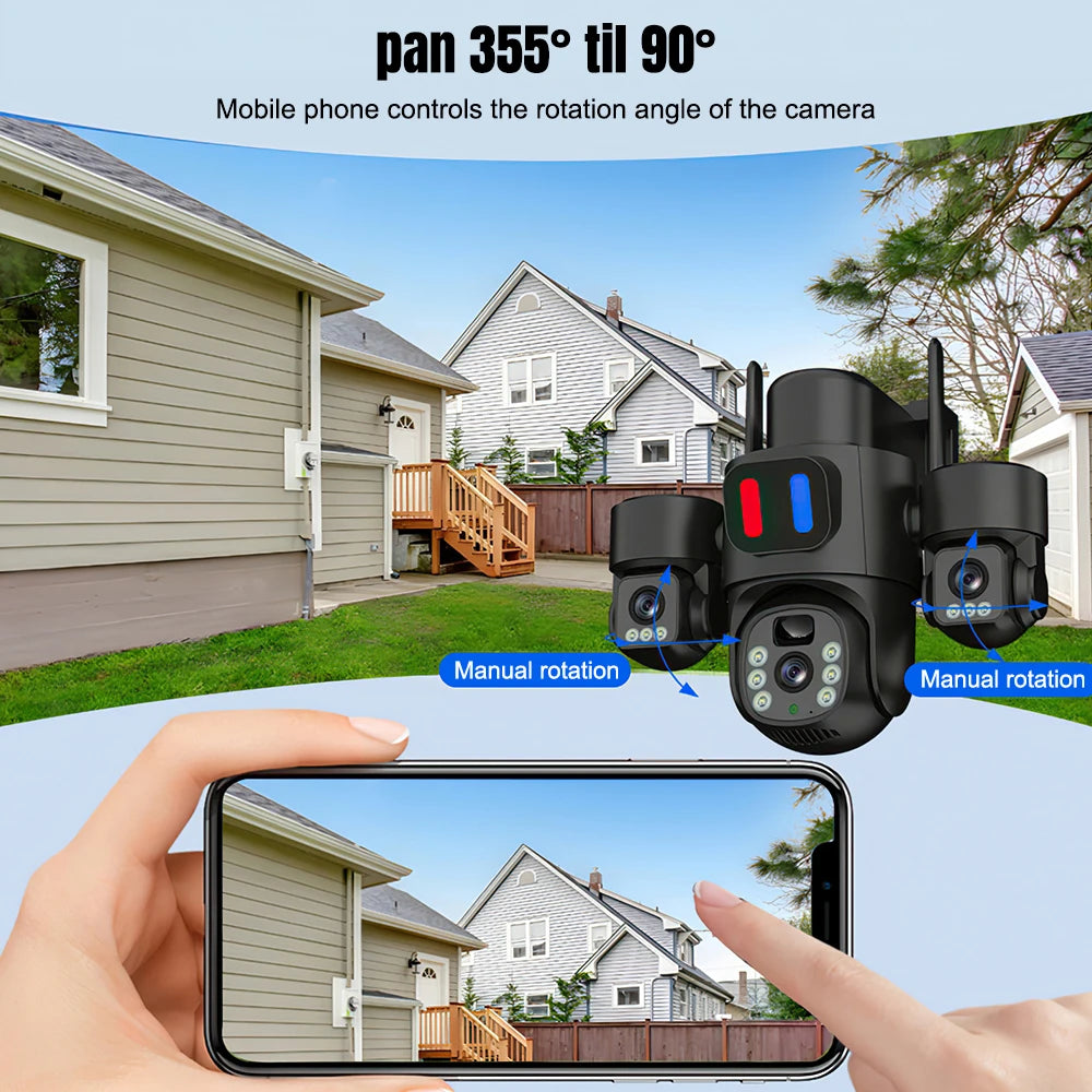 KEPEAK Solar Powered 3 Lens WiFi PTZ Security Camera Outdoor