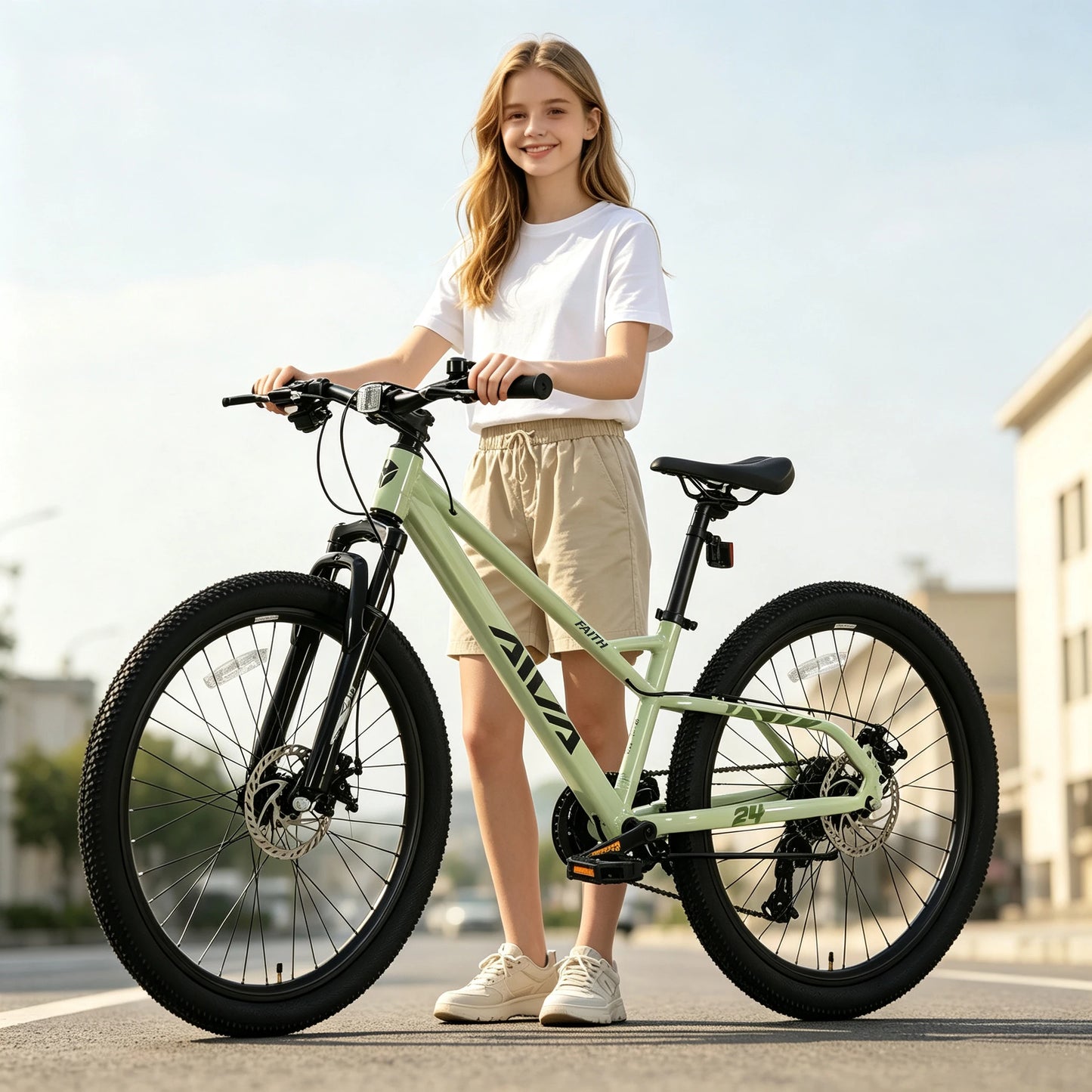 Aluminum Hardtail Mountain Bike With Seven Speed Disc Brakes
