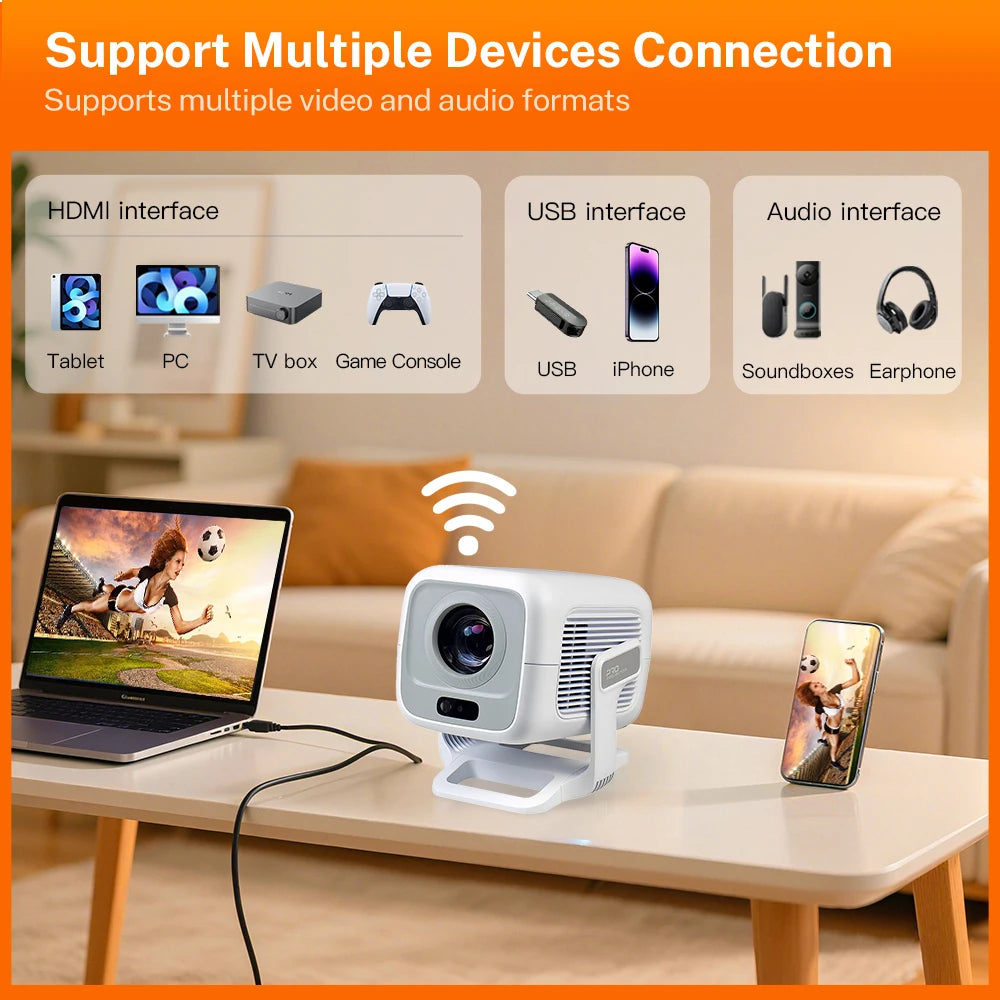 LynCast Auto Focus Projector Native 1080P Android Portable