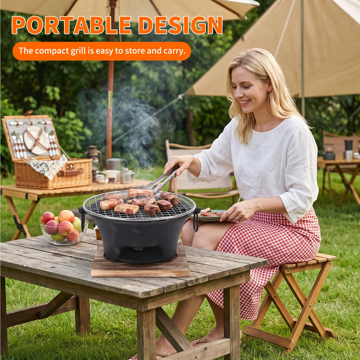 Atuin Stainless Steel Charcoal Bbq Grill Stove For Outdoor Camping