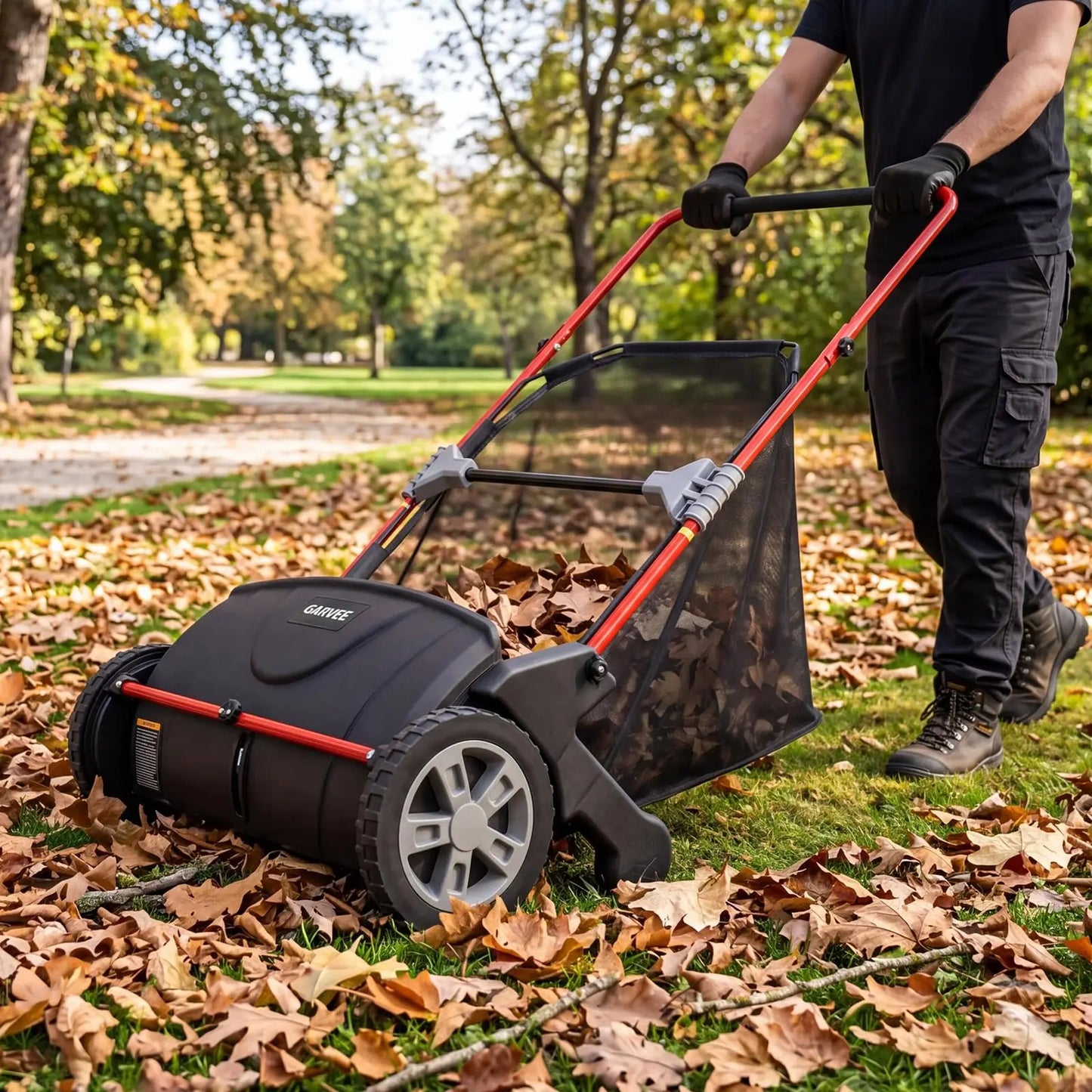 HiMISS Lawn Sweeper Manual Yard Leaf And Grass Collector Hopper